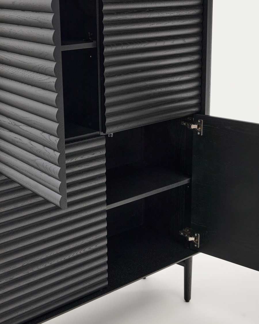 Lenon tall sideboard, 4 doors solid wood and black oak veneer 104,5x144 cm FSC Mix Credit