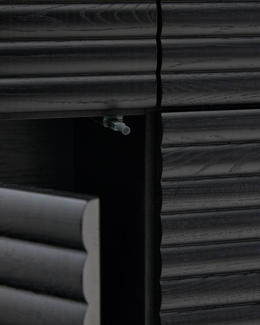 Lenon tall sideboard, 4 doors solid wood and black oak veneer 104,5x144 cm FSC Mix Credit