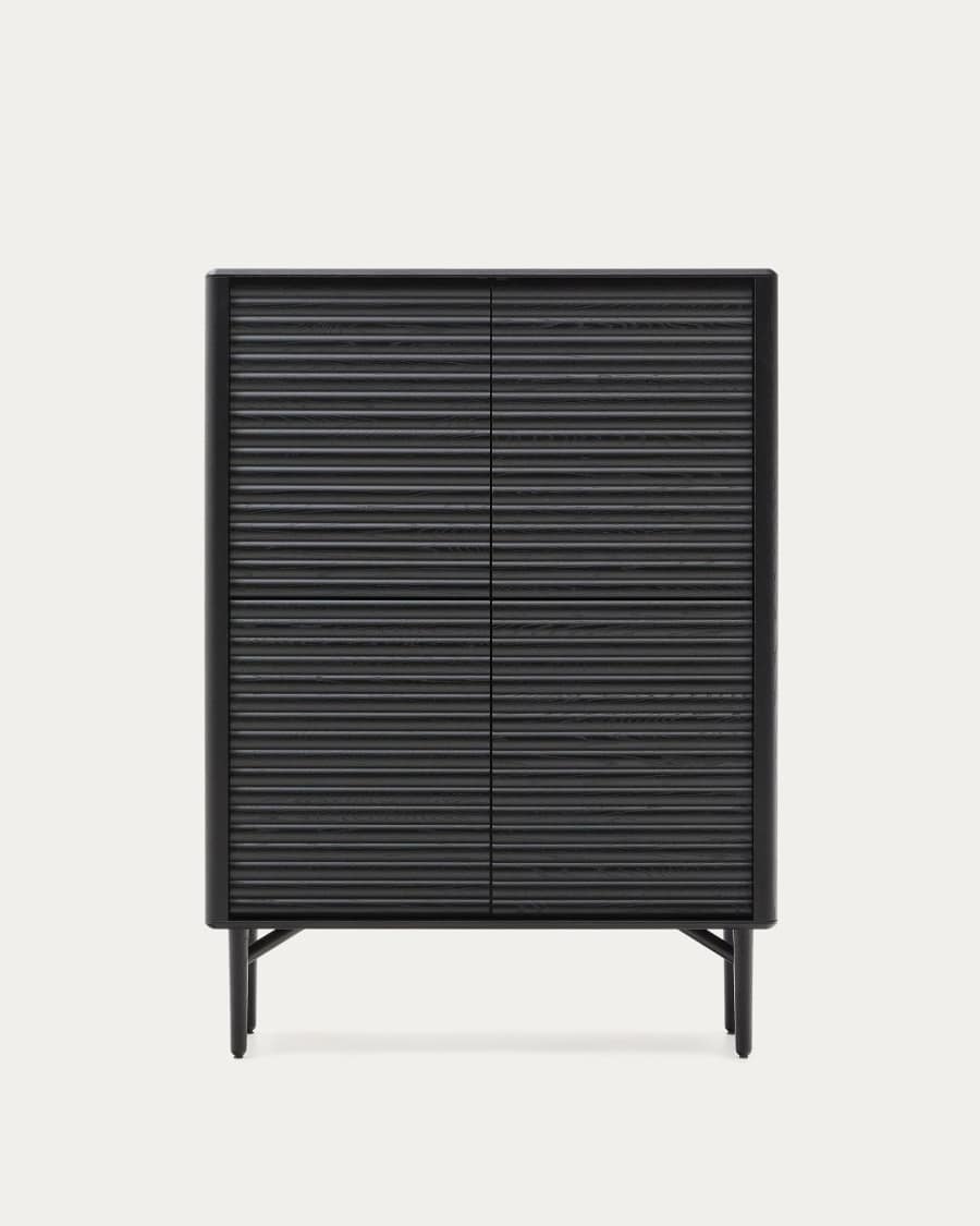 Lenon tall sideboard, 4 doors solid wood and black oak veneer 104,5x144 cm FSC Mix Credit
