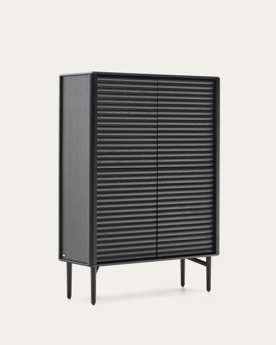 Lenon tall sideboard, 4 doors solid wood and black oak veneer 104,5x144 cm FSC Mix Credit
