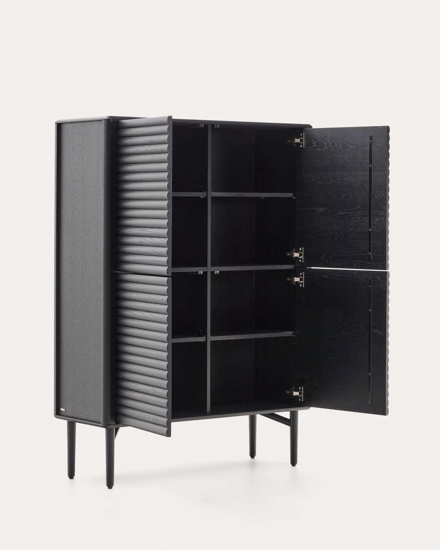 Lenon tall sideboard, 4 doors solid wood and black oak veneer 104,5x144 cm FSC Mix Credit