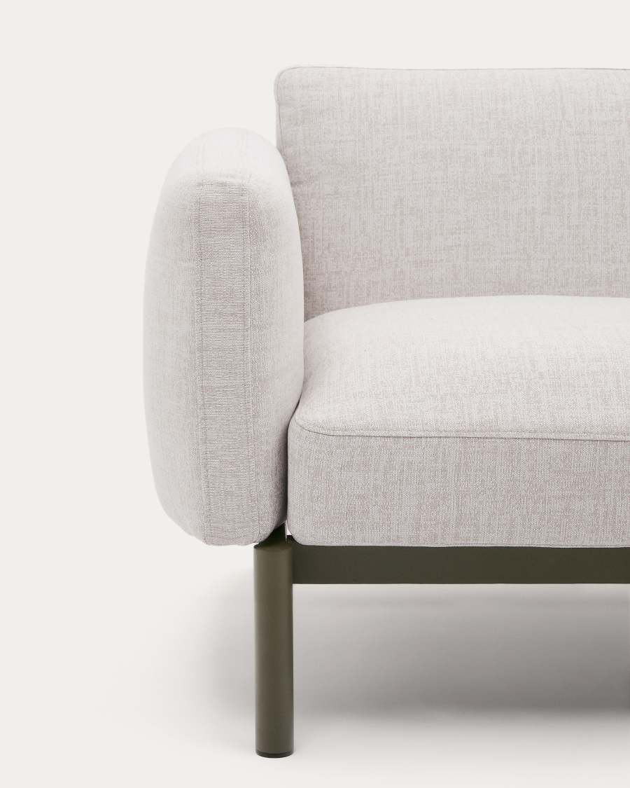 Canapé modulable d’angle 5 places d’extérieur Sorells beige et aluminium vert 276x191,5 cm