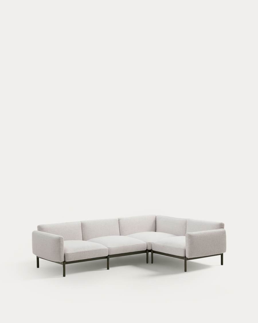 Canapé modulable d’angle 5 places d’extérieur Sorells beige et aluminium vert 276x191,5 cm