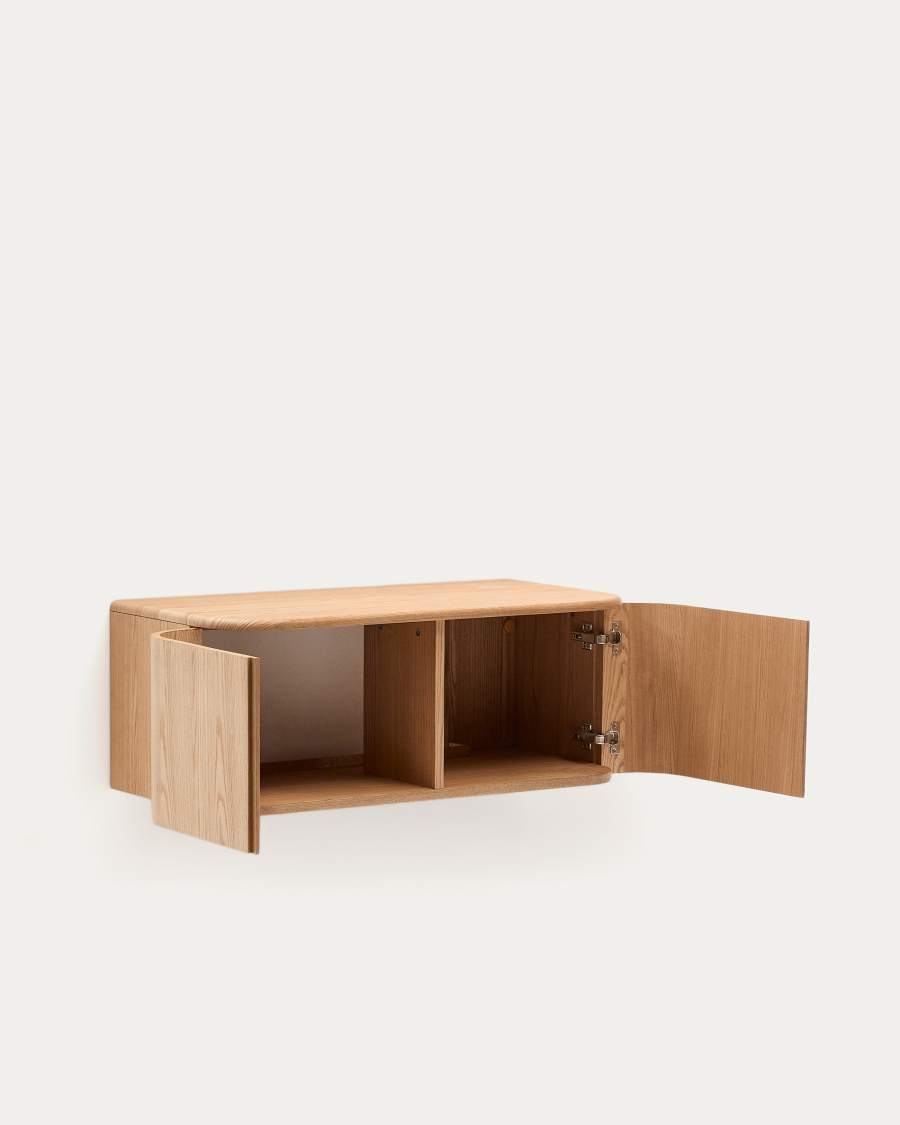 Meuble de salle de bain Salaya en contreplaqué de frêne avec finition naturelle 90 x 45 cm