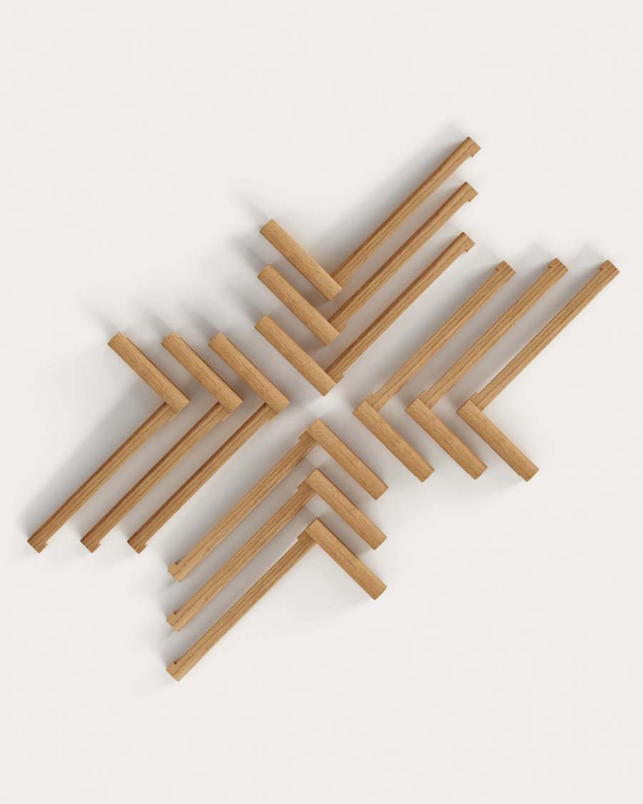 Set Sitra van 3 boven-/onderstukken van massief eikenhout voor wandrek