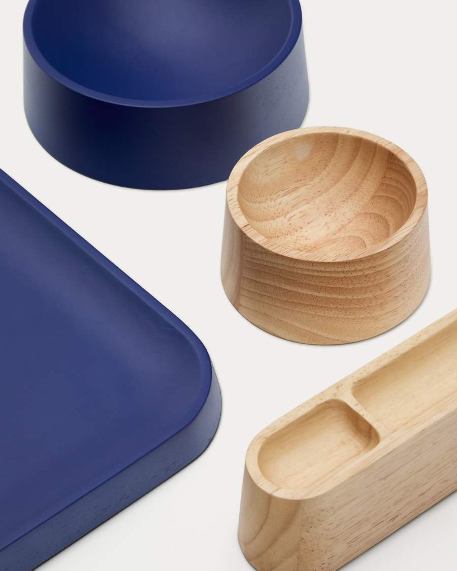 Set Bletz aus Vorspeisentellern aus Akazienholz mit natürlichem und blauem Finish FSC 100%