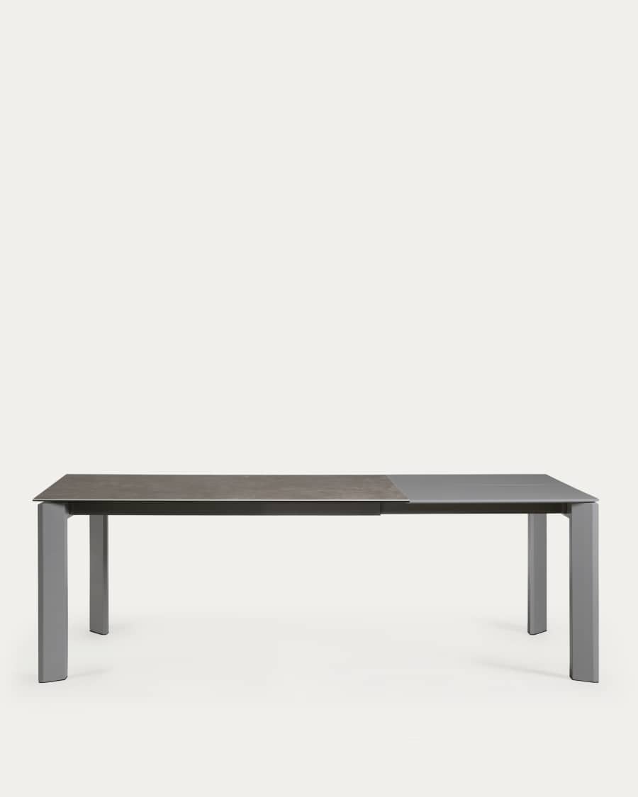 Tavolo allungabile Axis porcellanato Vulcano Ceniza antracite e gambe acciaio 160 (220) cm