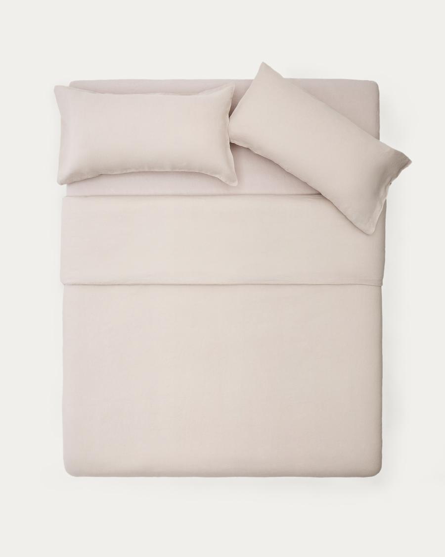 Simmel grey, cotton and linen duvet and pillow cover set, 150 cm bed