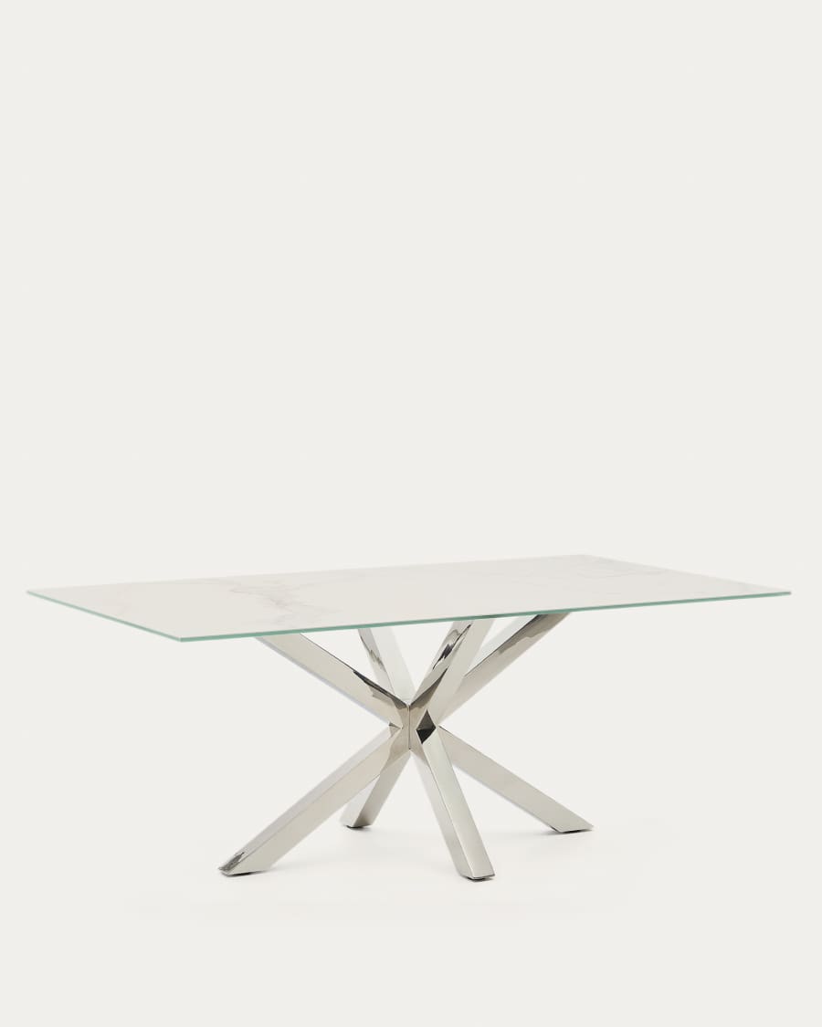 Argo table in Iron Moss porcelain and stainless steel legs, 200 x 100 cm