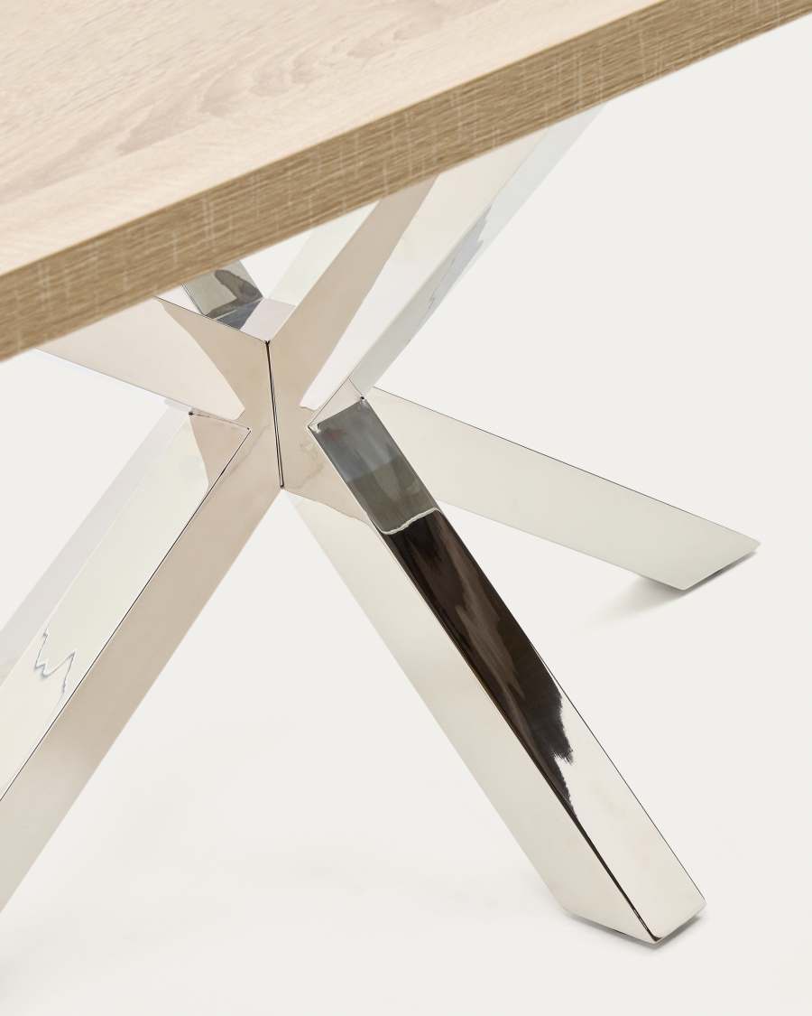 Tavolo Argo di melammina con finitura naturale e gambe in acciaio inossidabile 200 x 100 cm