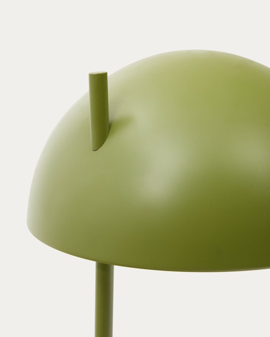 Catlar ash wood and metal table lamp in a green painted finish UK adaptador