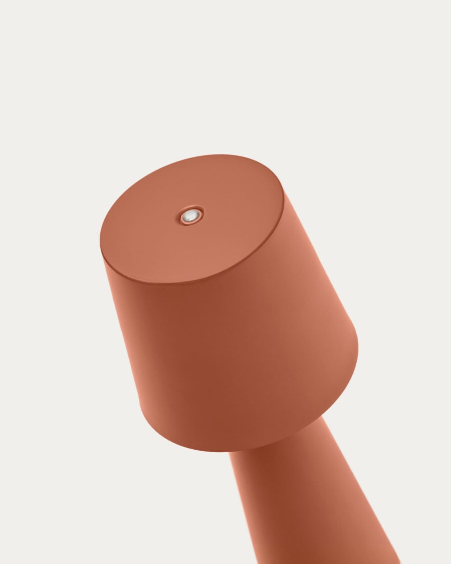 Arenys small outdoor metal table lamp in a terracotta painted finish