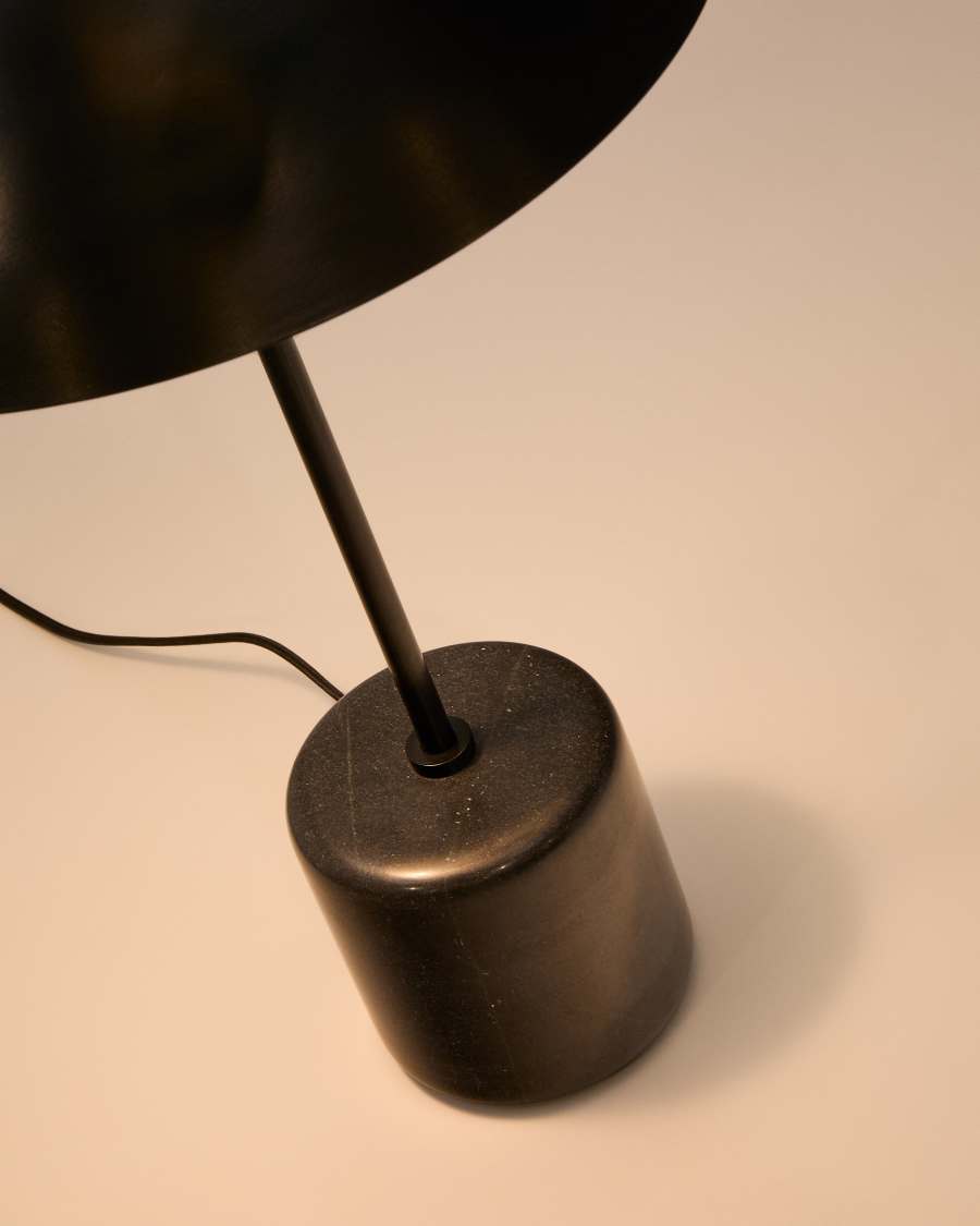 Sayra table lamp made of black marble and metal in a black painted finish