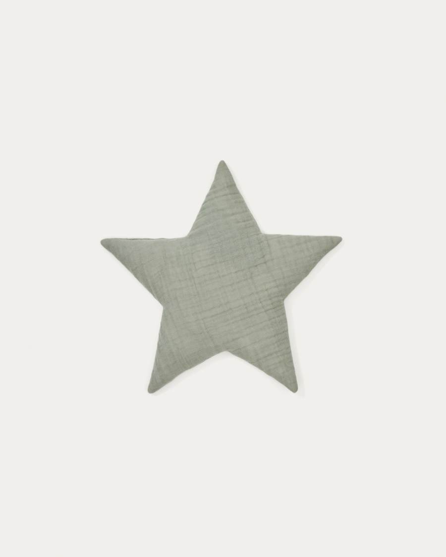 Laily star-shaped green cushion made of 100% cotton 30 x 30 cm