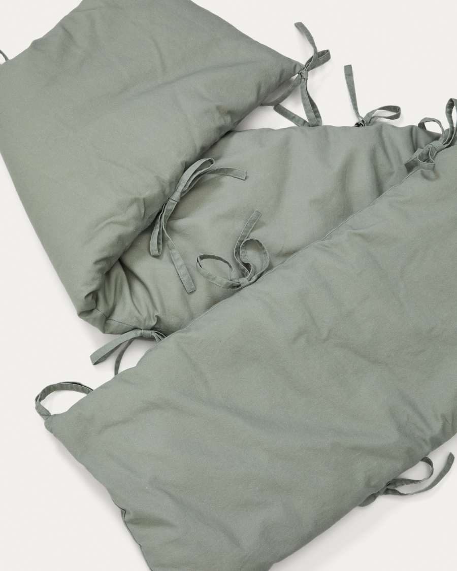 Laily green cot protector made of 100% organic cotton, 180 x 30 cm