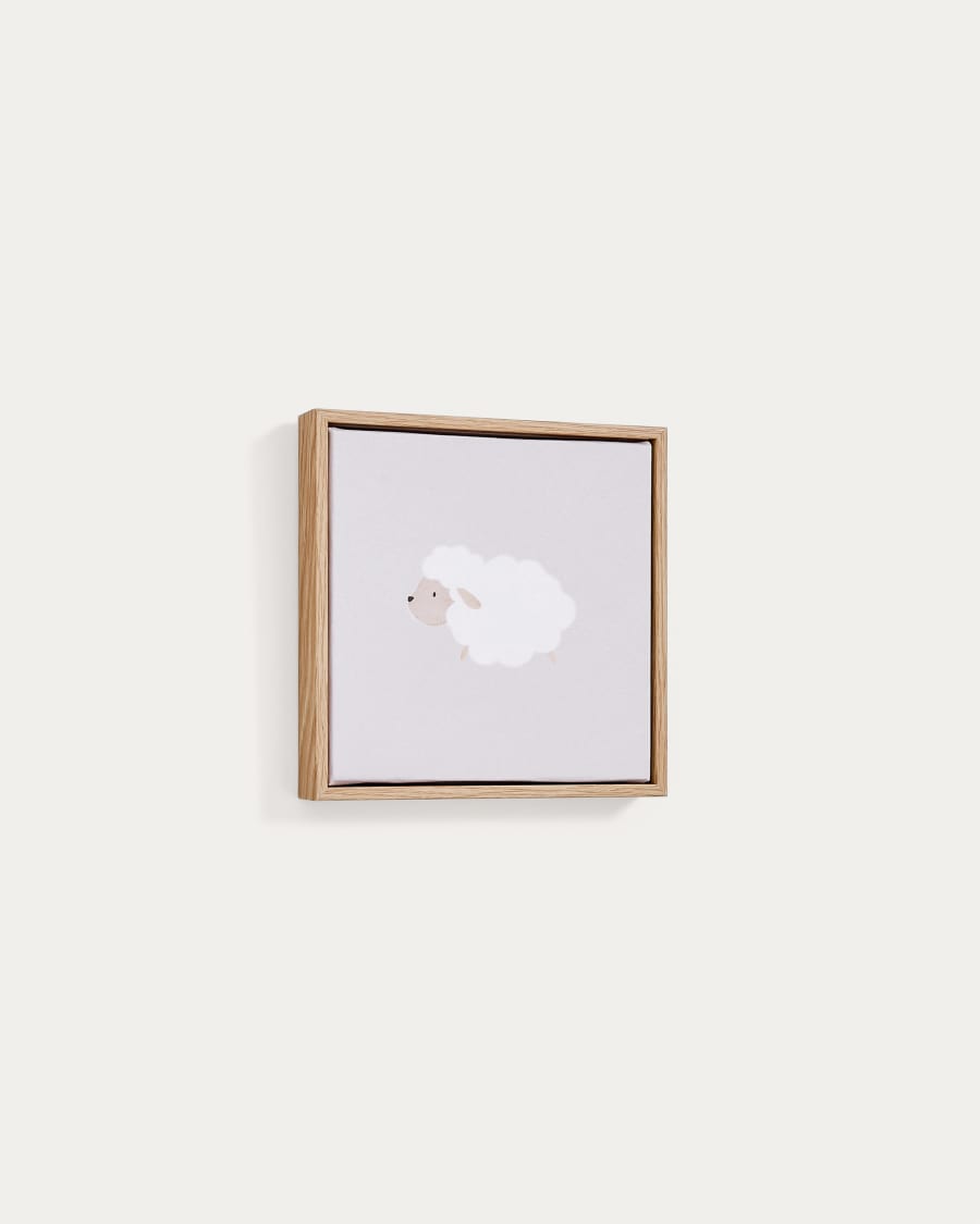 Milu beige and white sheep picture, 20 x 20 cm