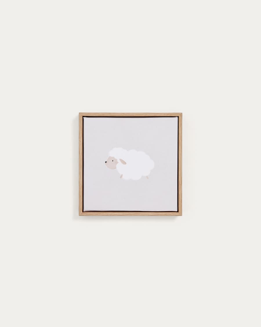 Milu beige and white sheep picture, 20 x 20 cm