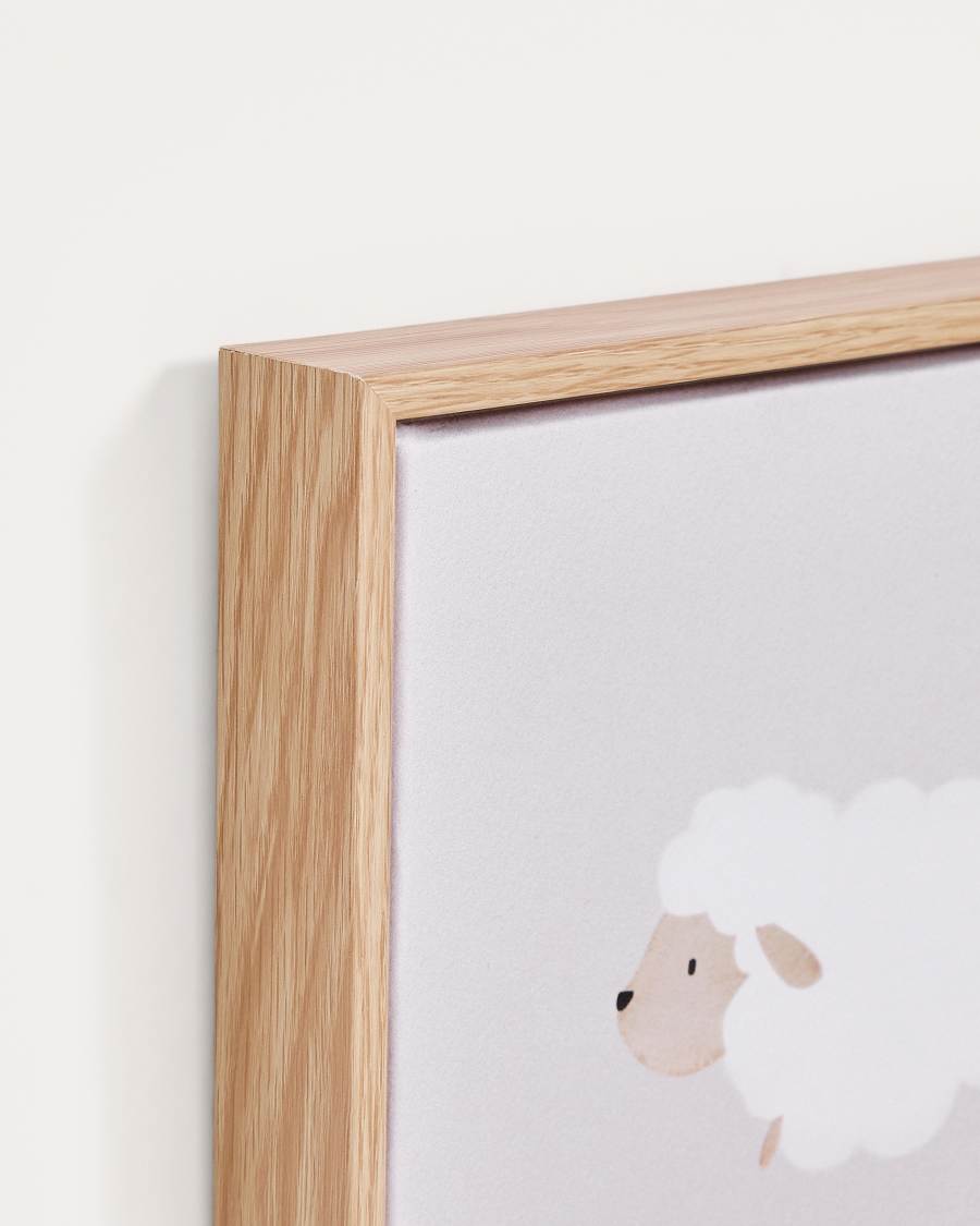 Milu beige and white sheep picture, 20 x 20 cm