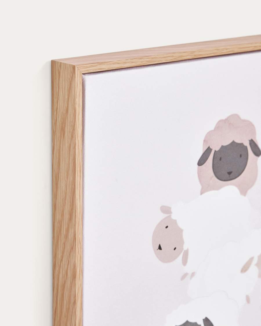 Milu picture of beige and white sheep, 40 x 30 cm