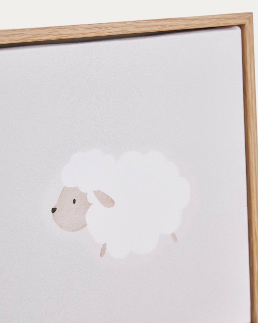 Milu beige and white sheep picture, 20 x 20 cm