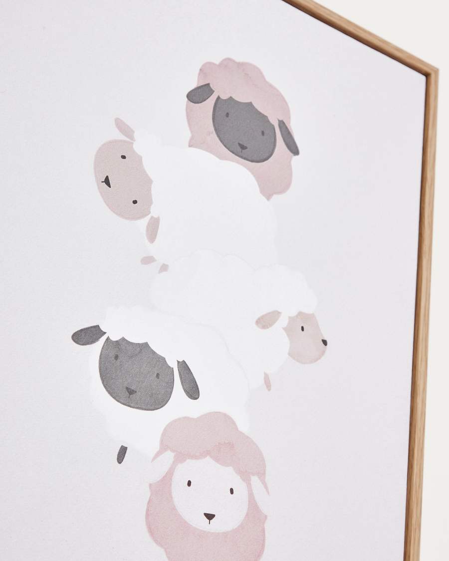 Milu picture of beige and white sheep, 40 x 30 cm