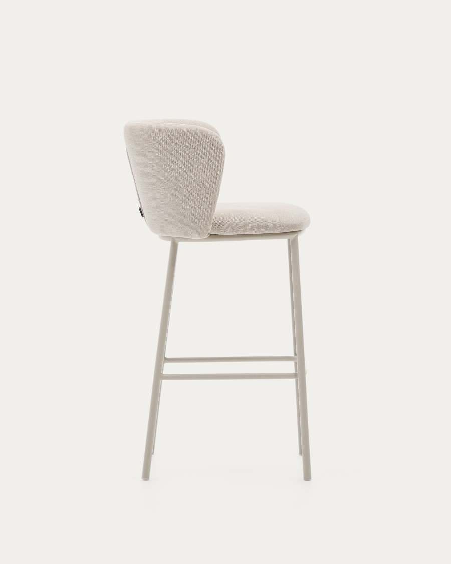 Ciselia stool in beige chenille and beige steel, height 75 cm, FSC Mix Credit