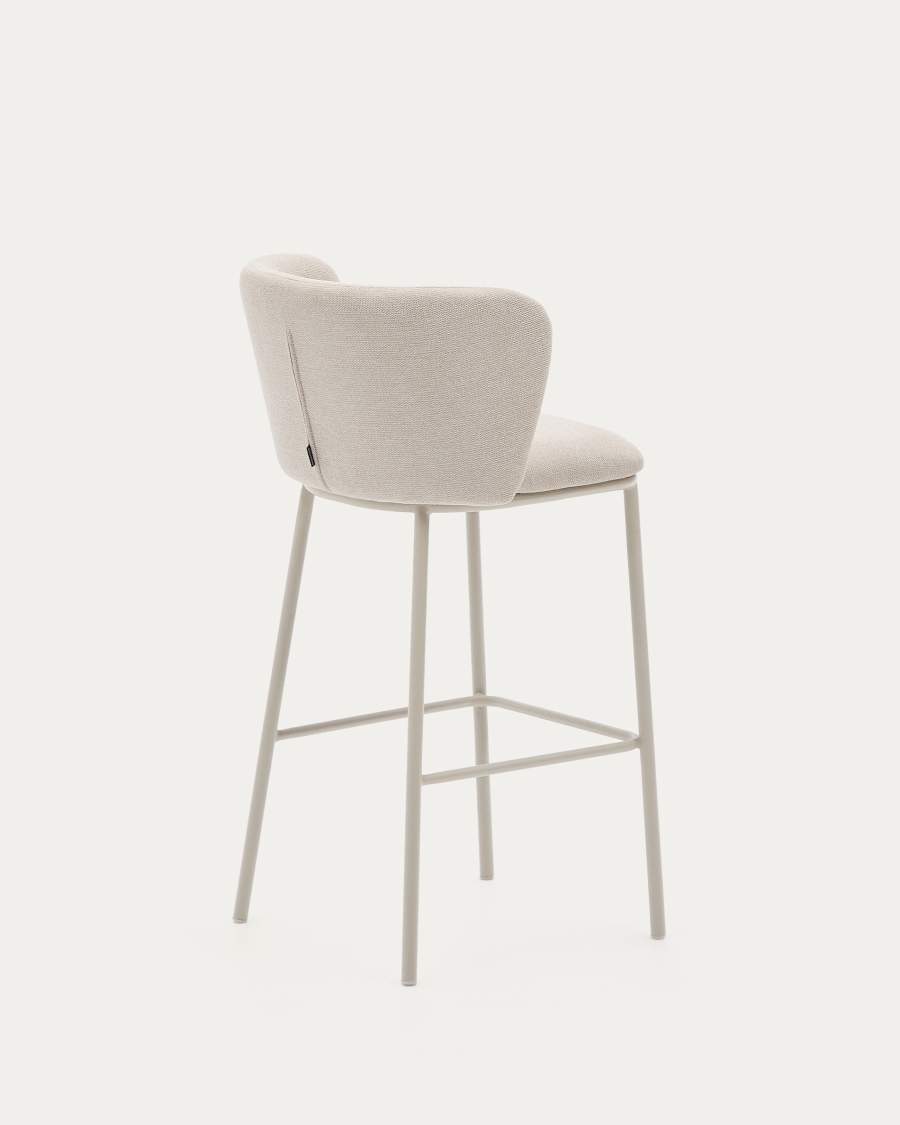Ciselia stool in beige chenille and beige steel, height 75 cm, FSC Mix Credit
