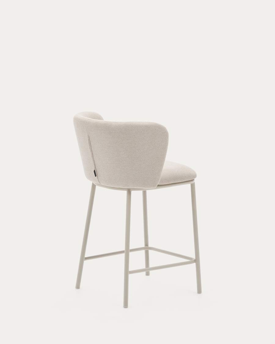Ciselia stool in beige chenille and beige steel, height 65 cm, FSC Mix Credit