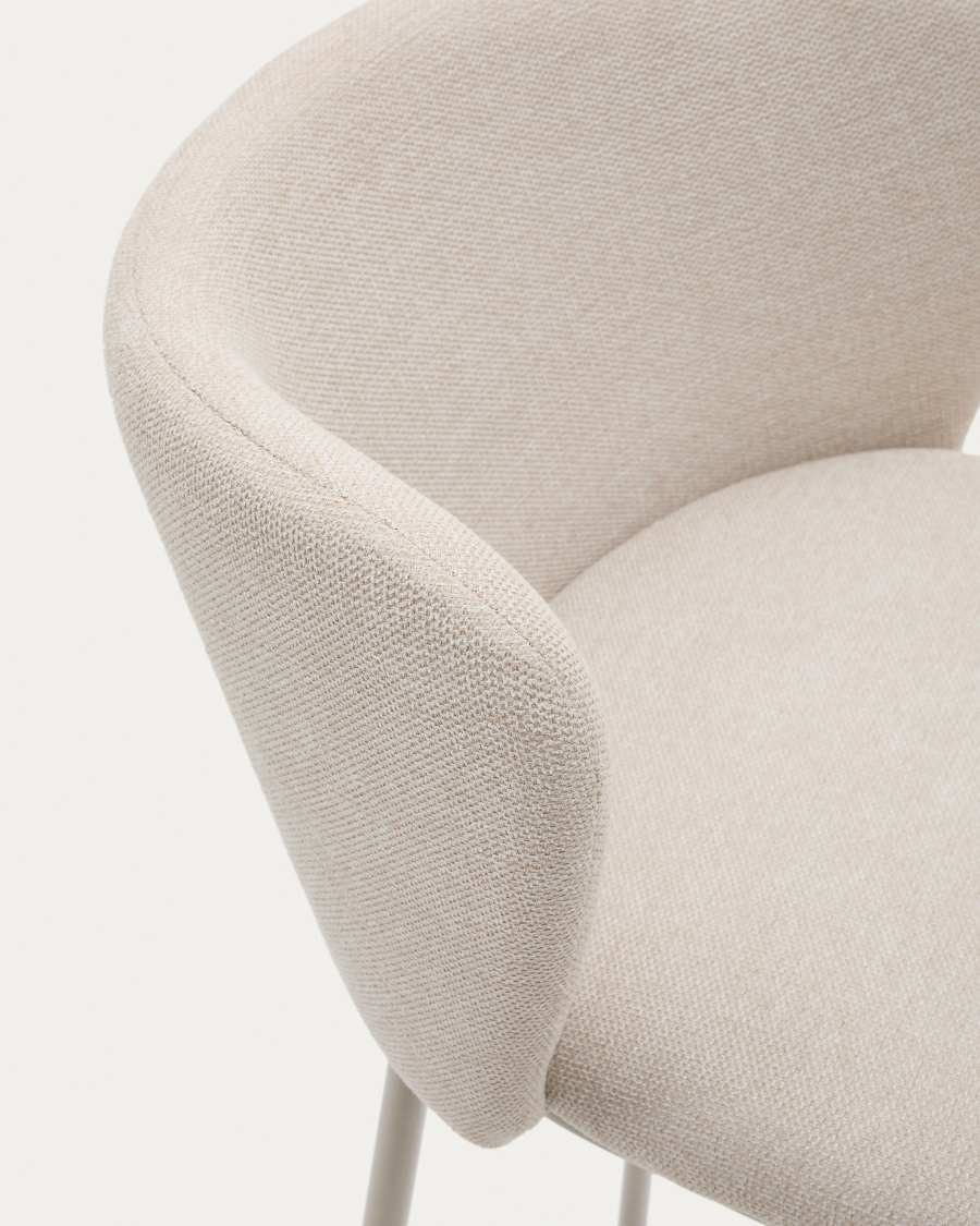 Ciselia stool in beige chenille and beige steel, height 65 cm, FSC Mix Credit