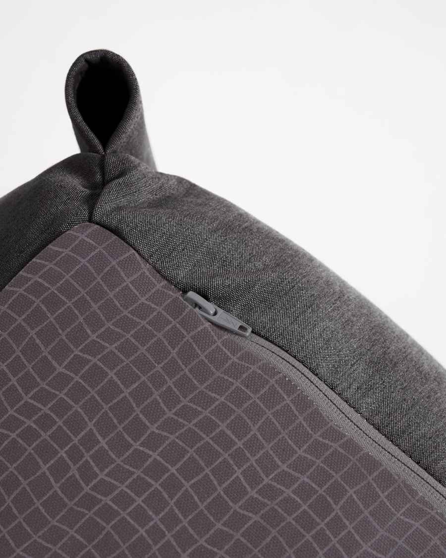 Square Pouf Modularsofa longue 100%outdoor m. Rückenlehne dunkelgrau Alu schwarz 165x101cm