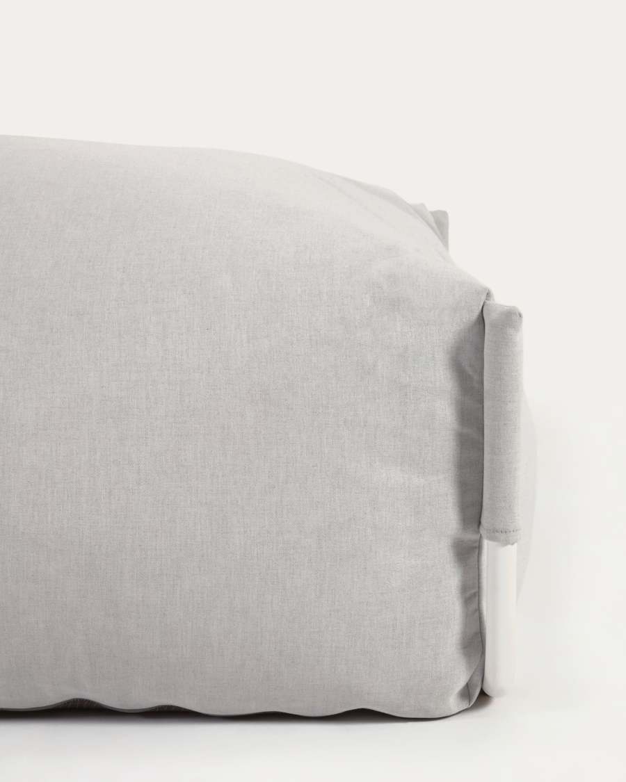 Pouf canapé modulaire Square 100 % extérieur gris clair et aluminium blanc 101 x 101 cm