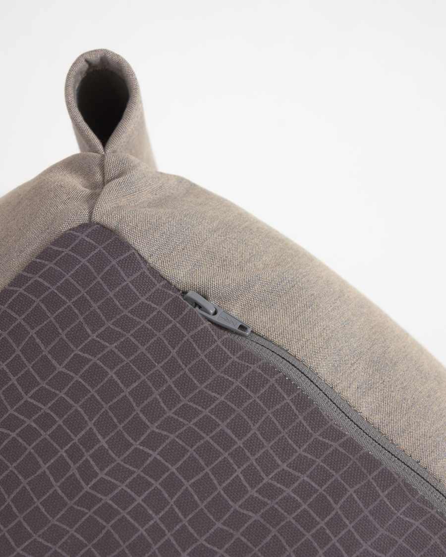 Square modular 100% outdoor sofa pouffe in green with black aluminium, 101 x 101 cm