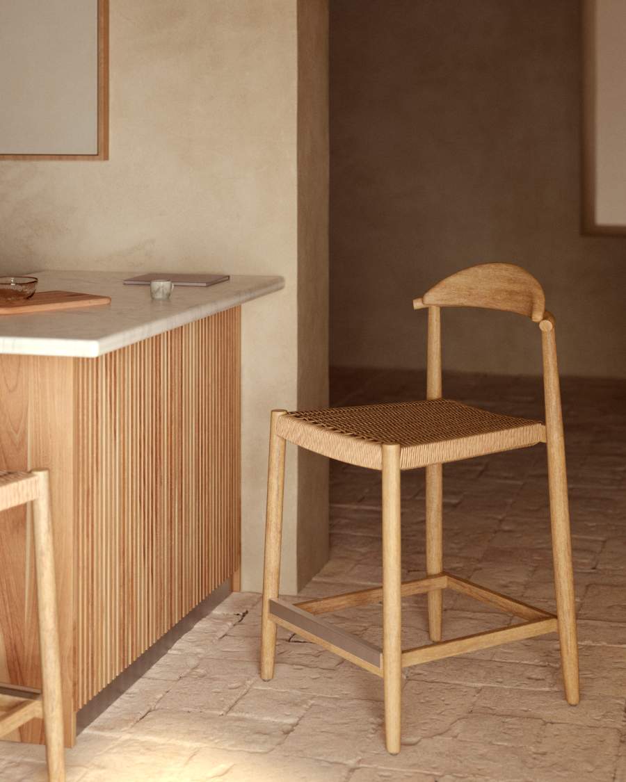 Sgabello Nina in legno massello di acacia altezza 62 cm FSC 100%