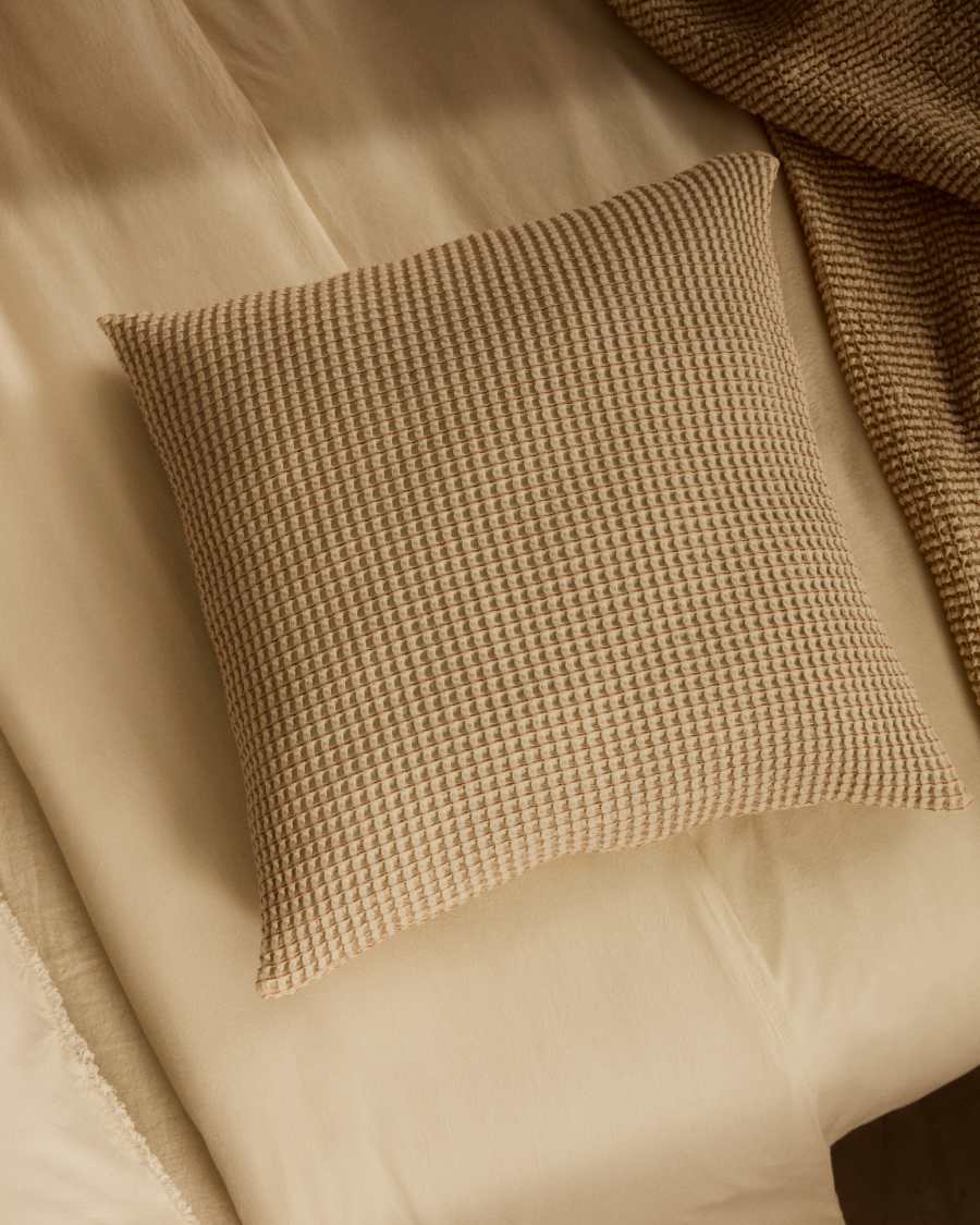Senara set of 2 ecru cotton cushion covers with beige structure 50 x 50 cm