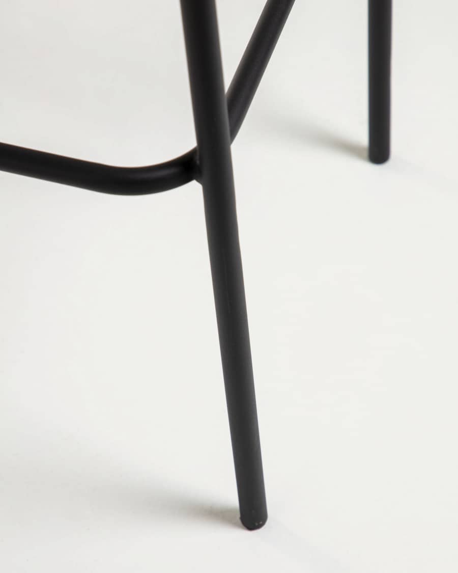 Lambton stackable stool in brown rope and black finish steel 74 cm