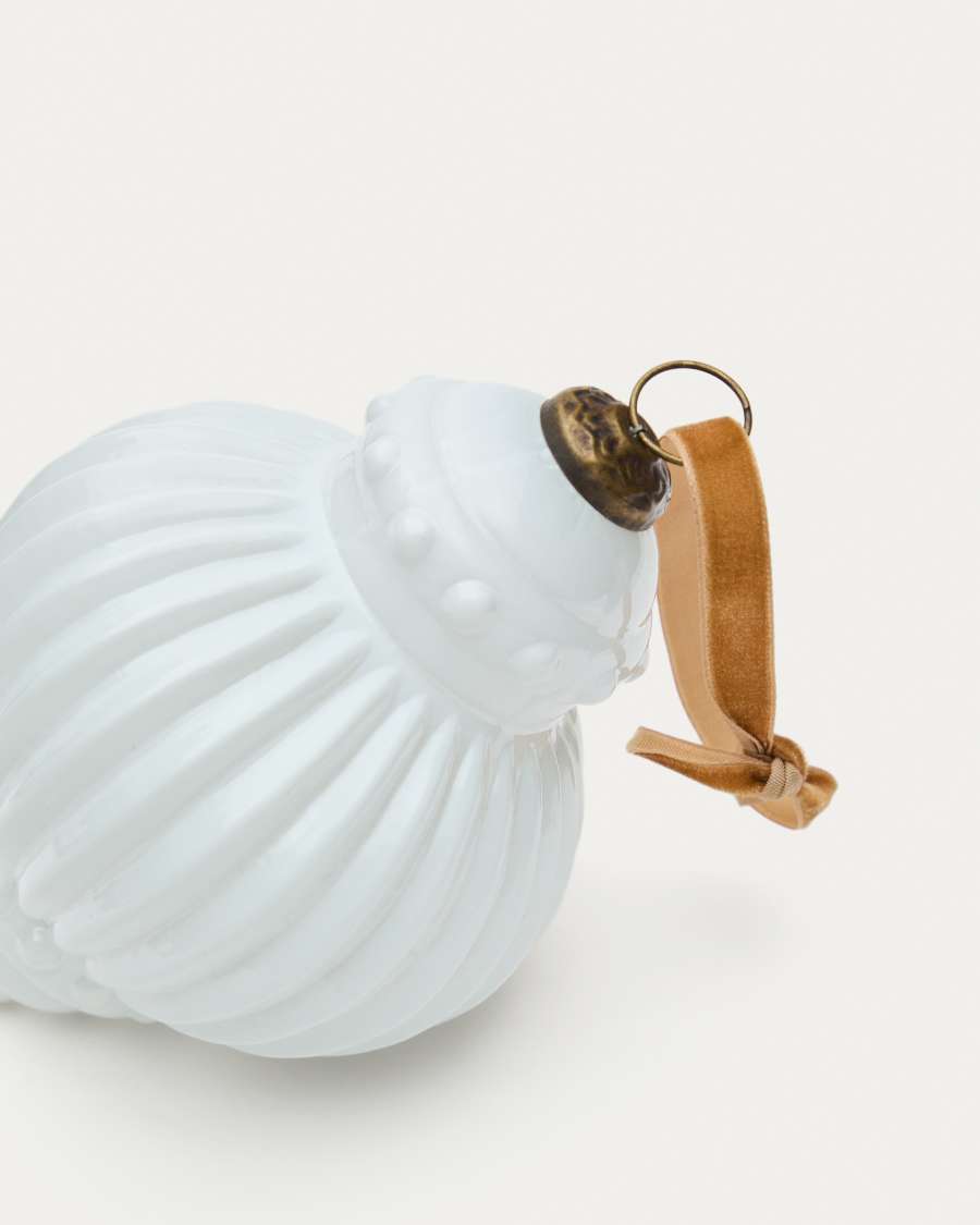 Set di 2 palline di Natale Irlo in vetro riciclato bianco Ø 13 cm