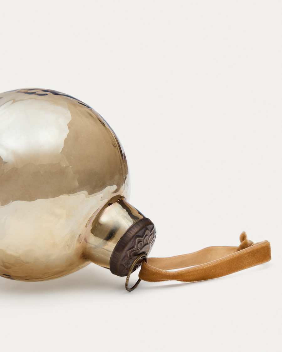 Piril set of 2 Christmas baubles made of brown recycled glass, Ø 10 cm