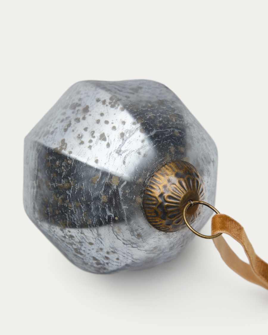 Blama set van 2 kerstballen van zilverkleurig gerecycled glas Ø 10 cm