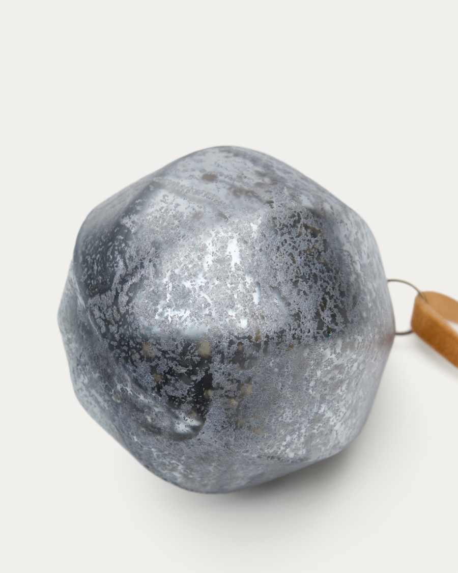 Blama set van 2 kerstballen van zilverkleurig gerecycled glas Ø 10 cm