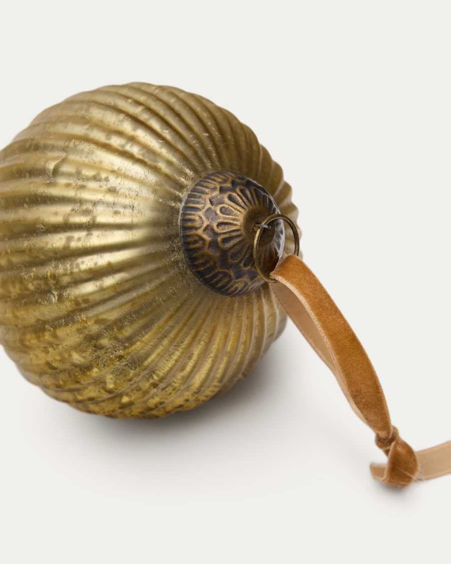 Set de 2 boules de Noël moyennes Elur en verre recyclé doré Ø 10 cm