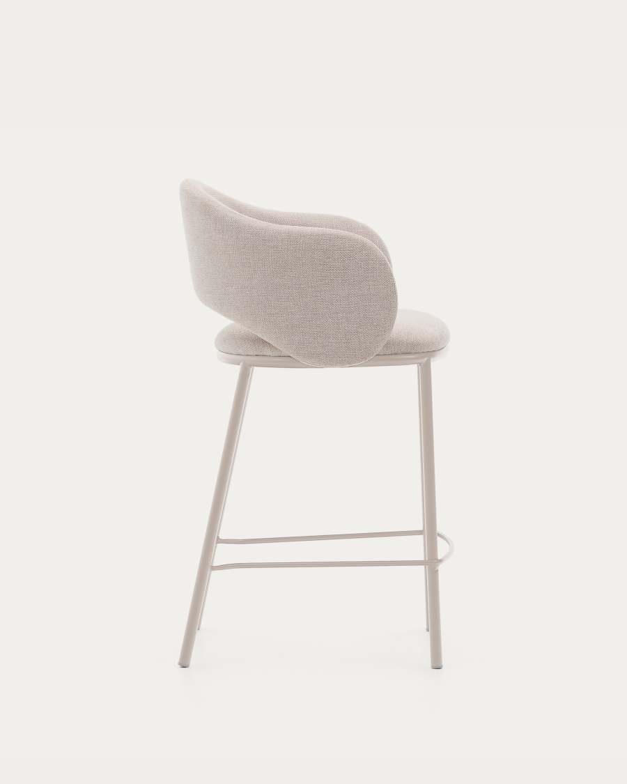 Maina stool in beige chenille and steel legs in a beige finish, FSC Mix Credit, 65 cm