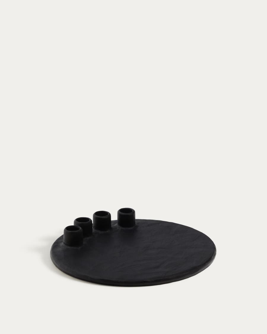 Nuvro black aluminium candle holder