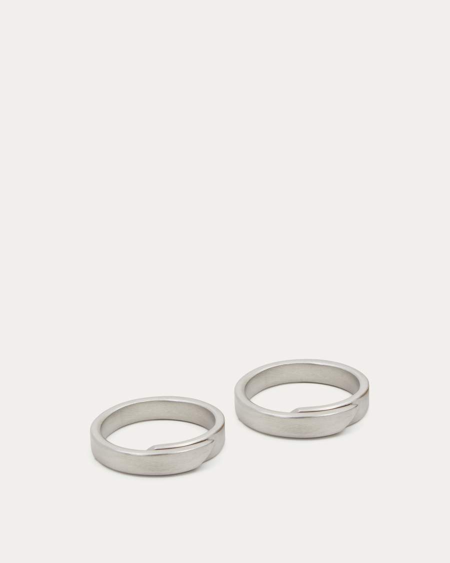 Aruc set of two napkin rings in silver-plated stainless steel