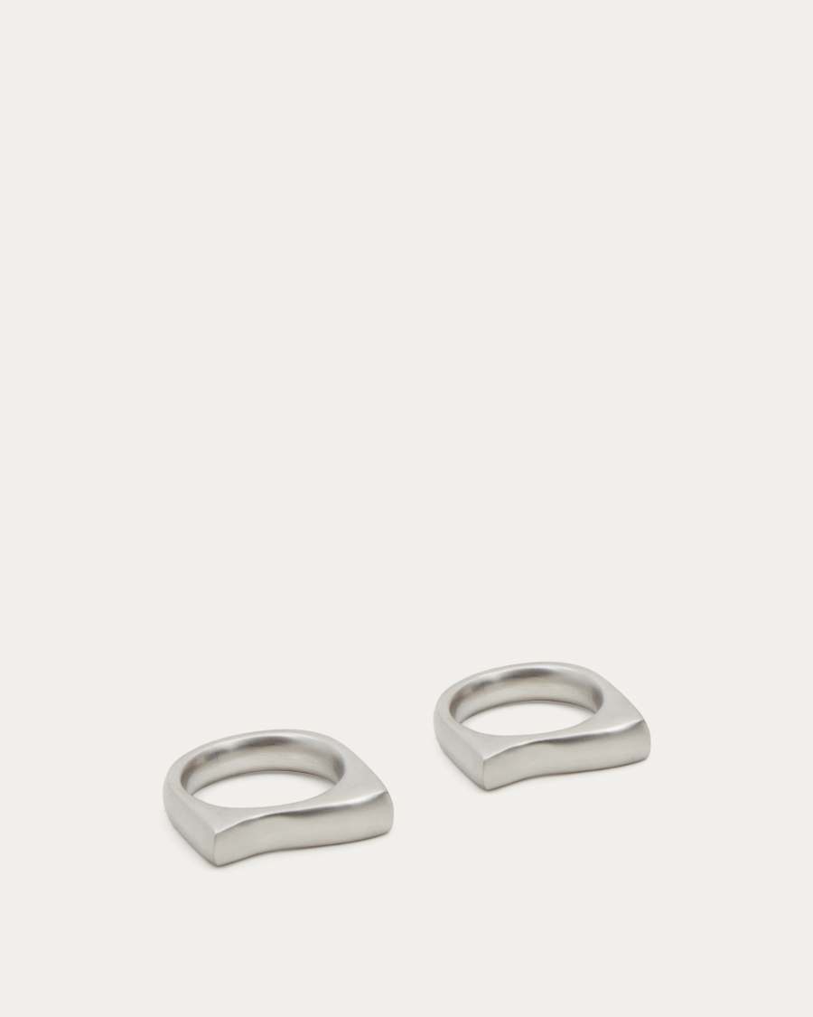 Aruc set of two semi-circular napkin rings in silver-plated stainless steel
