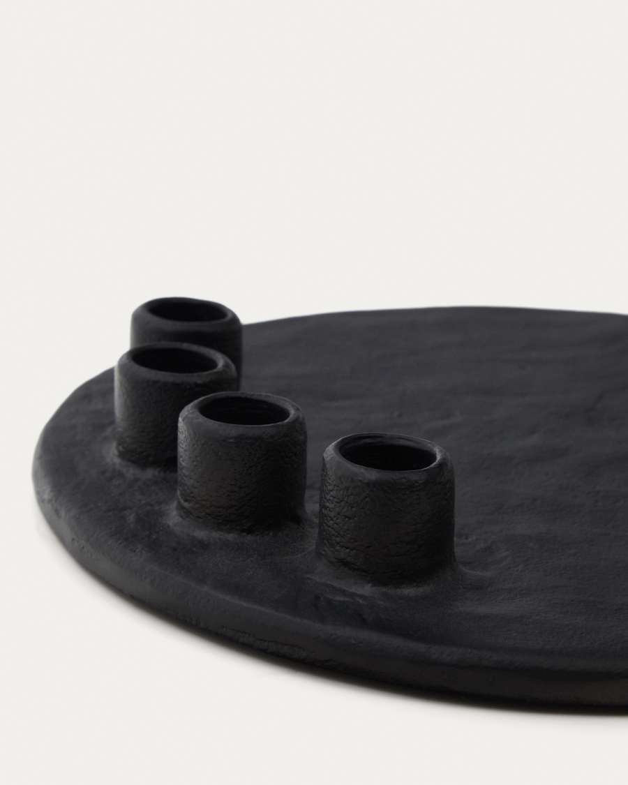 Nuvro black aluminium candle holder