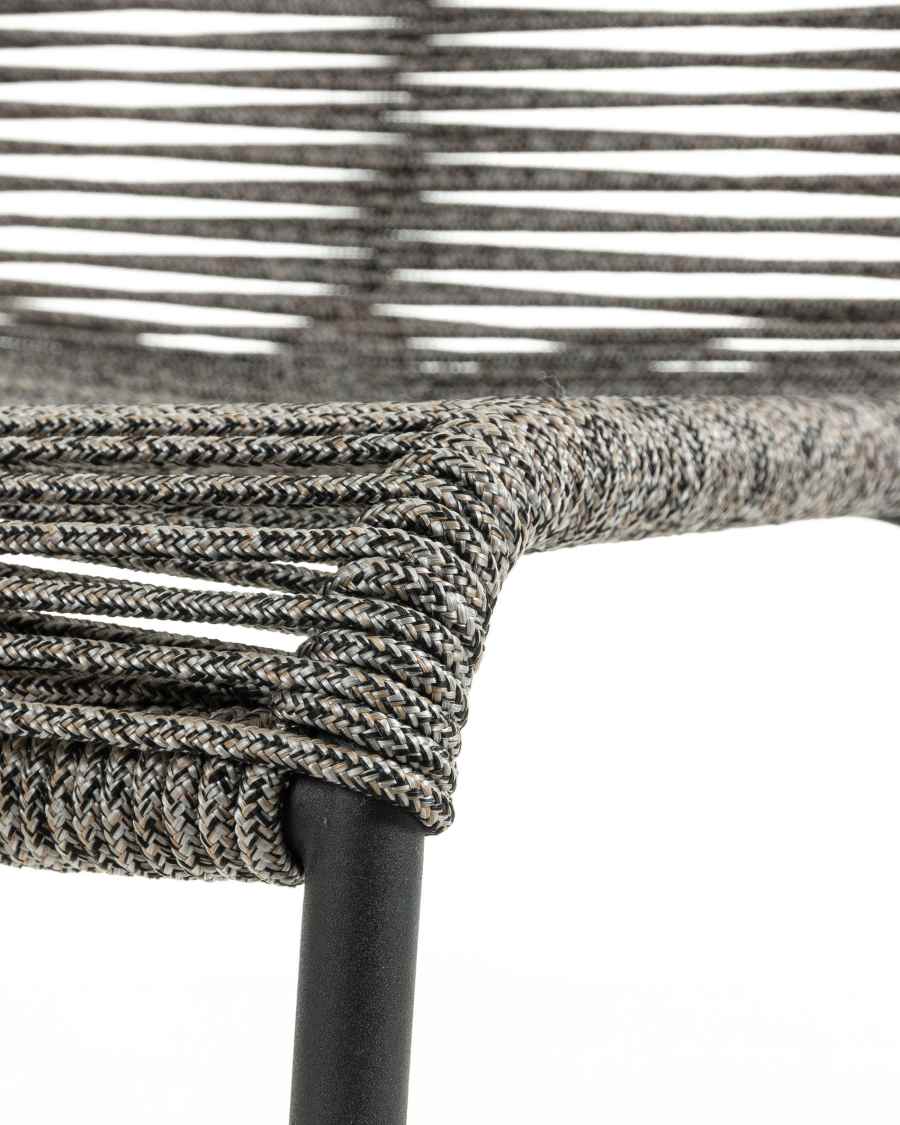 Lambton Stuhl aus grauem Seil und Stahl mit schwarzem Finish