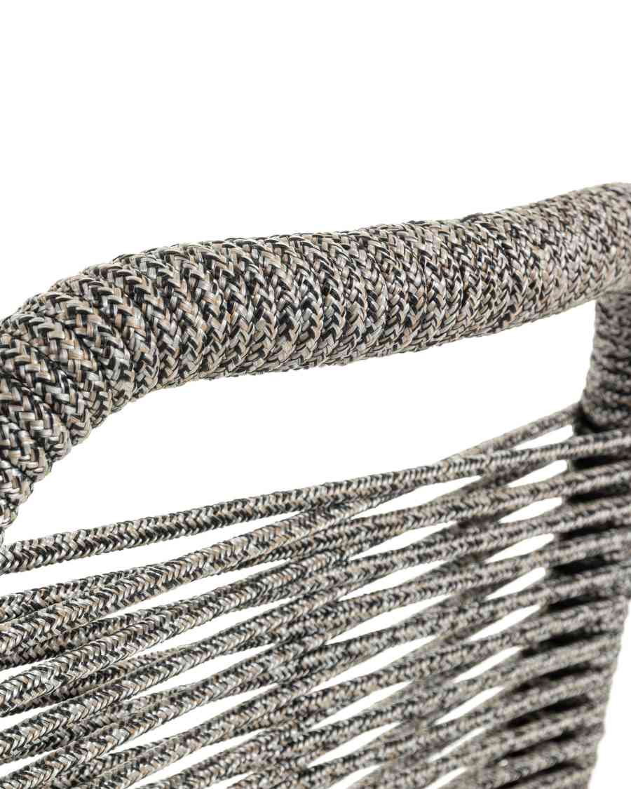 Lambton Stuhl aus grauem Seil und Stahl mit schwarzem Finish