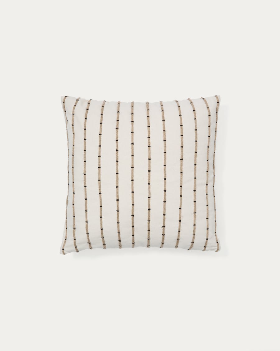 Auila 100% cotton cushion cover with a jute embroidery feature, 45 x 45 cm