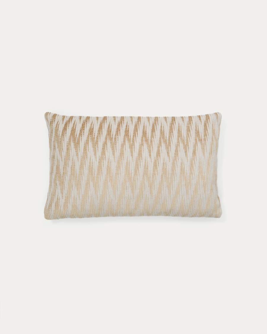 Housse de coussin Sigato en viscose et coton beige et écru 50 x 30 cm