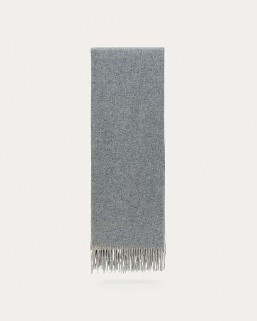 Dakie double-sided blanket blends a grey wool melange and beige, 170 x 130 cm